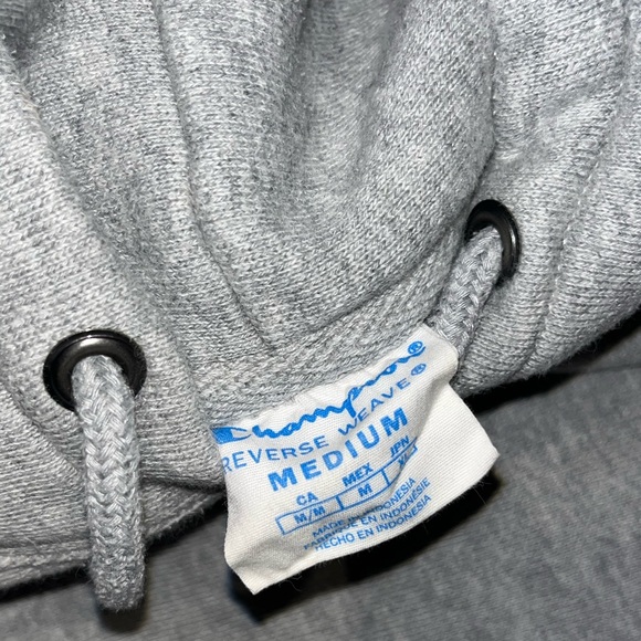 Vintage Reverse Weave Champion Women's Gray Cropped Hoodie - Picture 4 of 5